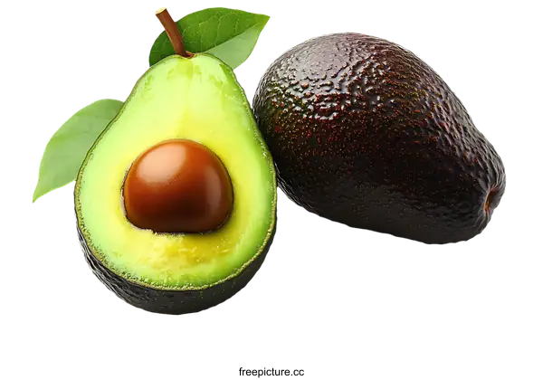 [Transparent Background PNG]Fresh Ripe Avocado Pair Close-up