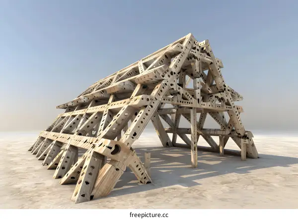 Abstract Wooden Structure in a Desert