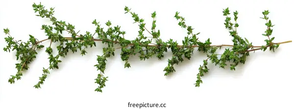 Fresh Thyme Sprig Isolated on White Background