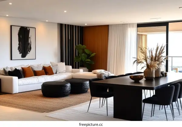 Modern Luxury Living Room and Dining Area Design