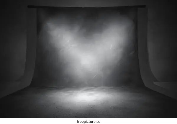 Empty Gray Studio Background with Spotlight