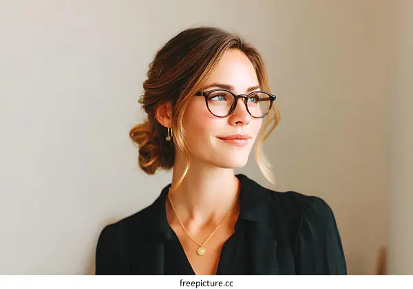 Thoughtful Woman with Glasses