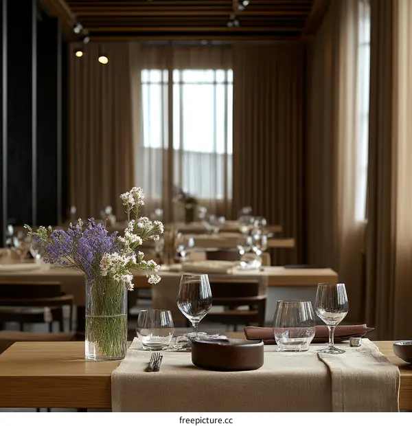 Elegant Restaurant Interior with Floral Decor