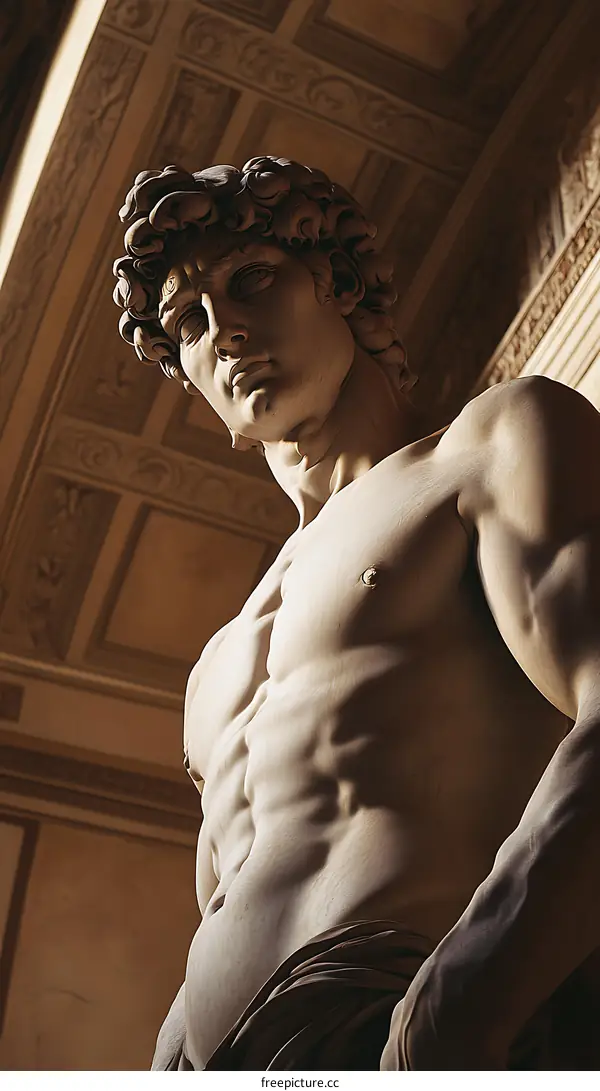 Marble Statue Of David In The Accademia Gallery Florence Italy