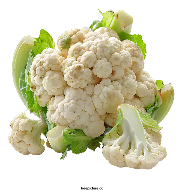 [Transparent Background PNG]White cauliflower florets on a white background
