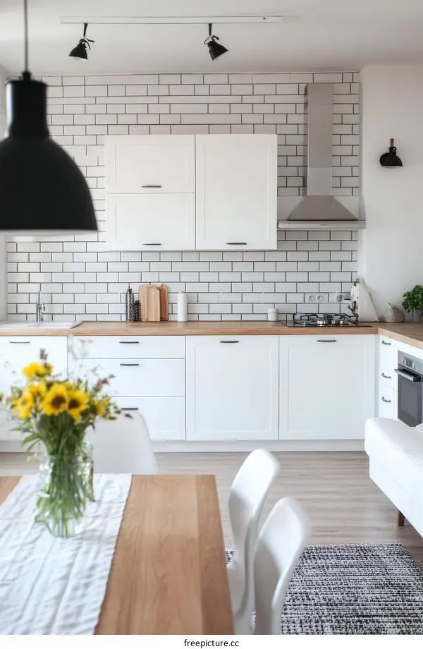 Modern White Kitchen Dining Area Design