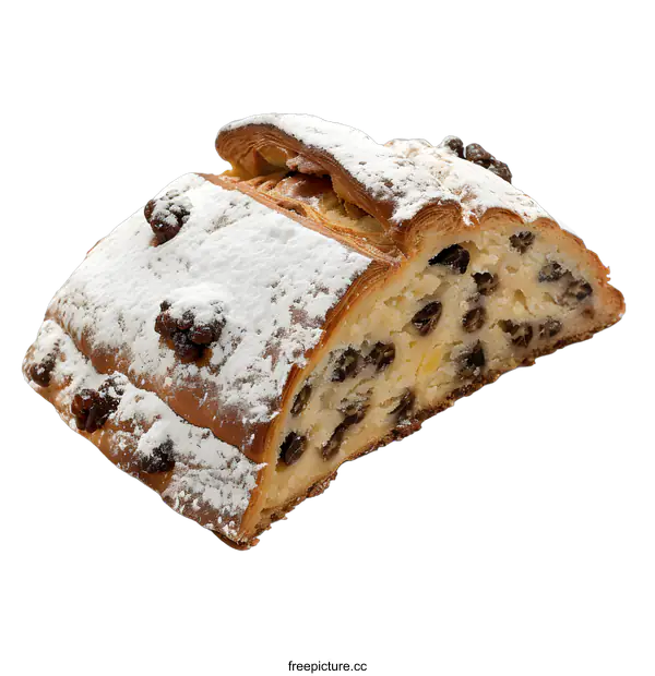 [Transparent Background PNG]Sliced sweet bread with icing sugar and nuts