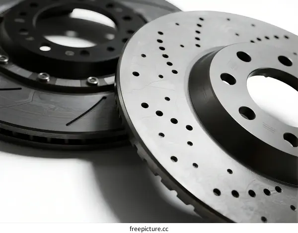 Car brake discs with drilled and slotted design for performance