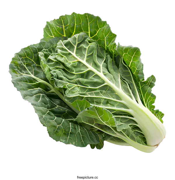 [Transparent Background PNG]Fresh Green Collard Greens Isolated On White Background