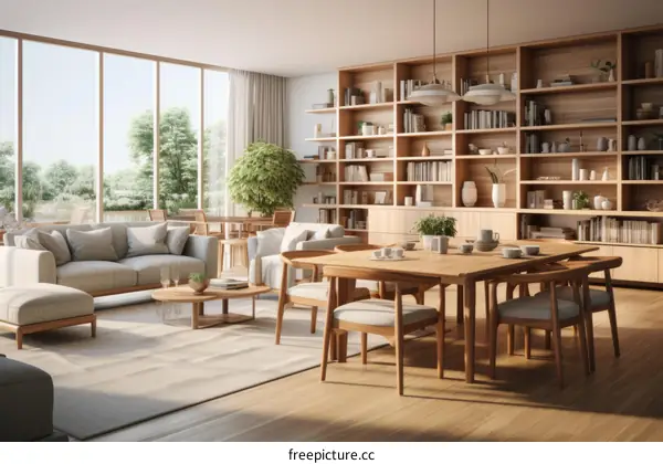 Airy Open Floor Plan Living Space With Natural Light