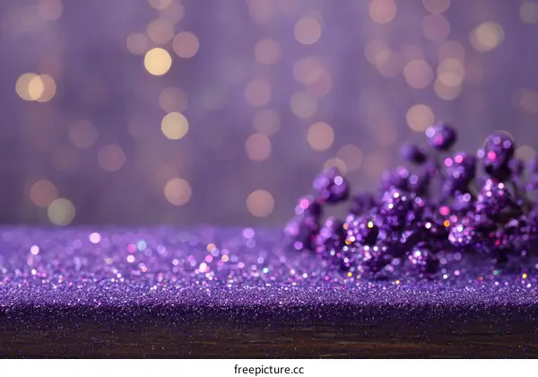 Purple Glitter Background with Festive Details
