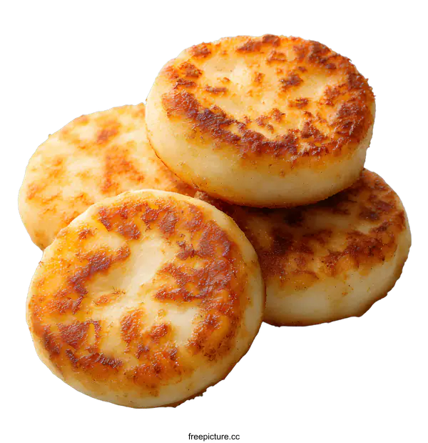 [Transparent Background PNG]Four cheese pancakes on a white plate