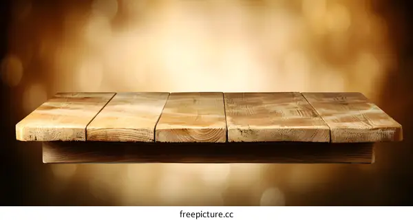 Wooden Tabletop with Blurred Golden Background