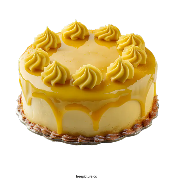 [Transparent Background PNG]Delicious yellow cake with frosting