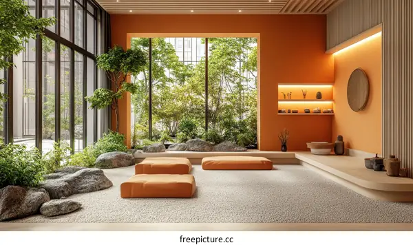 Modern Zen-Inspired Interior Design with Lush Greenery