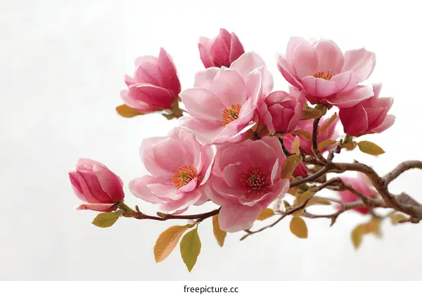 Beautiful Pink Magnolia Blossoms in Spring
