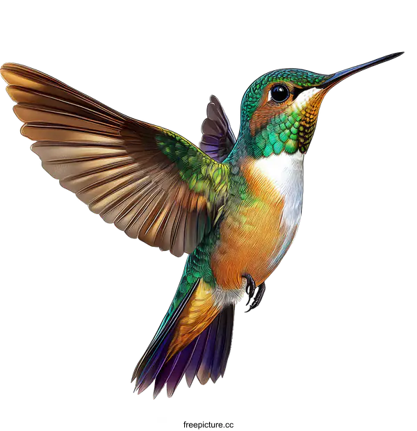 [Transparent Background PNG]Beautiful Hummingbird in Flight