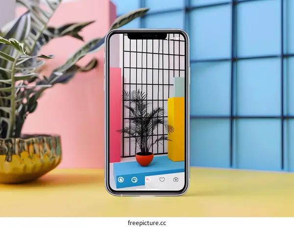 Phone Screen Displaying Minimalist Room Decor Image