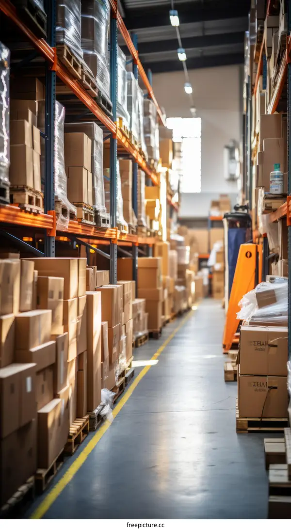 A warehouse full of neatly arranged boxes
