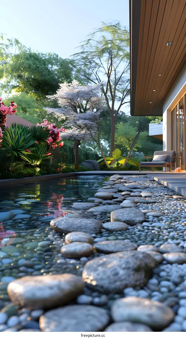 Stepping Stones Path in a Landscaped Garden