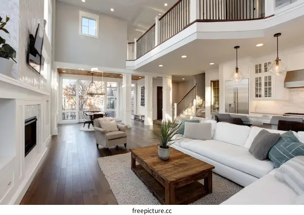 Modern Farmhouse Living Room with Open Concept