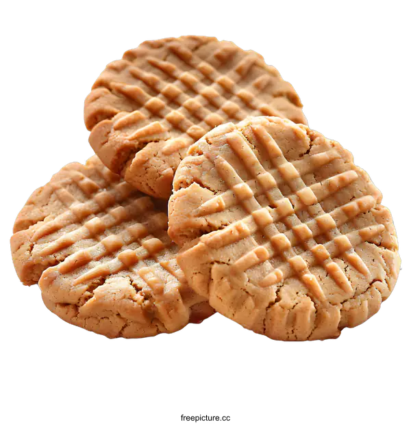 [Transparent Background PNG]Three Delicious Peanut Butter Cookies