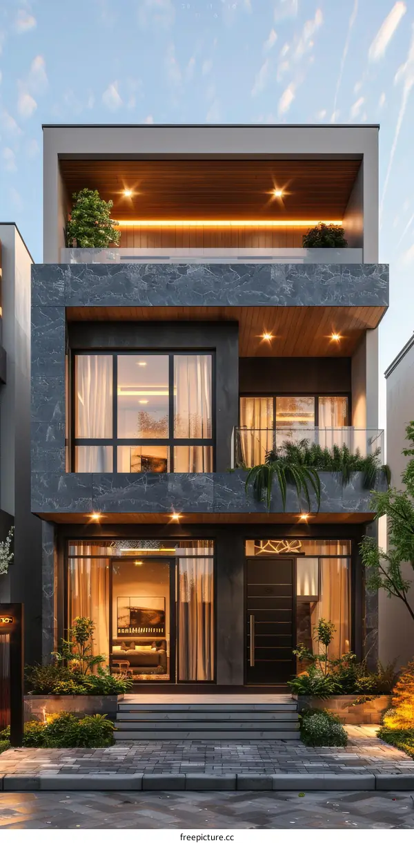 Modern Townhouse Design Exterior Illustration