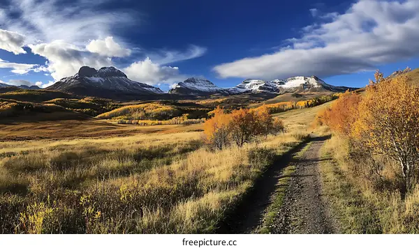 Autumn Mountain Path Scenic Landscape