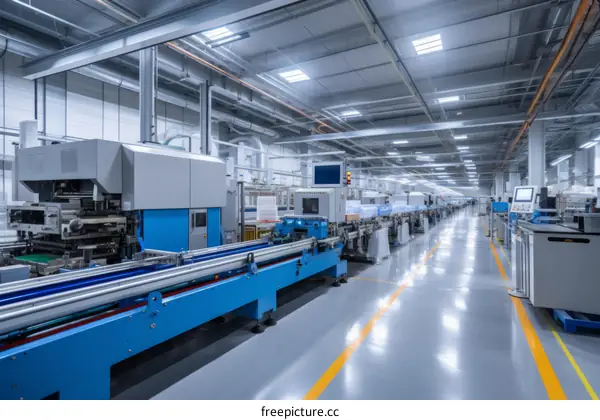 Solar Panel Manufacturing Line in a Modern Industrial Factory