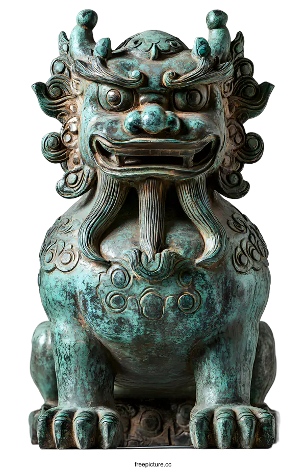 [Transparent Background PNG]Ancient Chinese Bronze Lion Sculpture