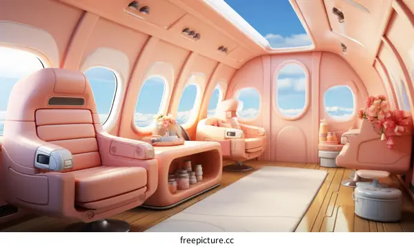 pink private jet interior