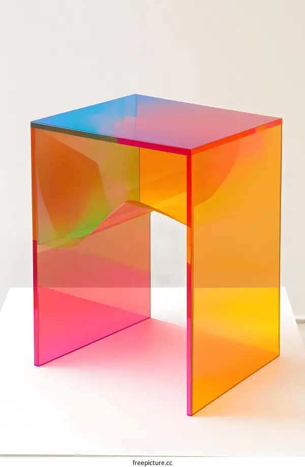 Colorful Acrylic Table With Rainbow Shimmer