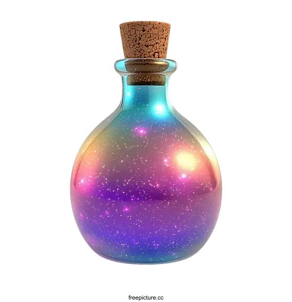[Transparent Background PNG]Mystical Glass Bottle Filled with Stars