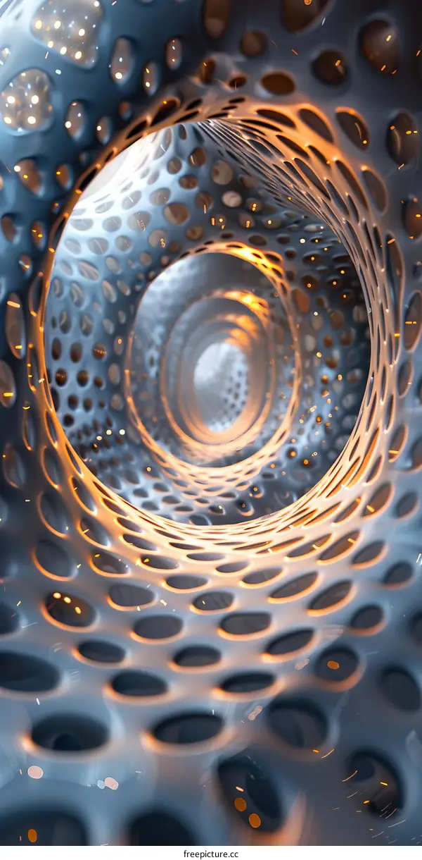 Surreal Blue and Orange Color Tunnel