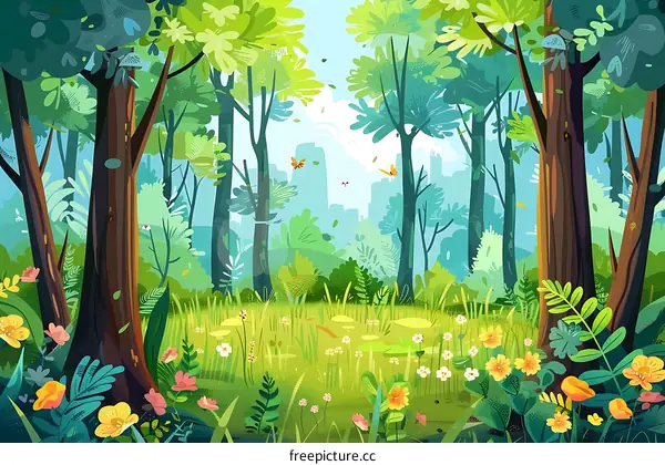 Beautiful Spring Forest Illustration