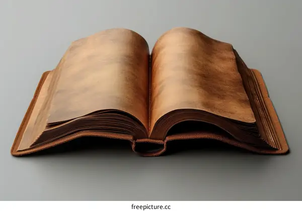 Open vintage book with blank pages