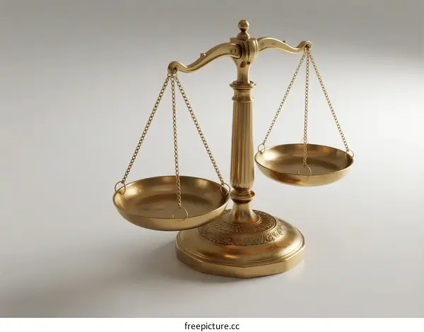 Golden balance scale representing legal justice and fairness