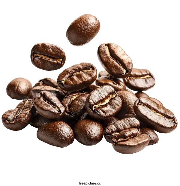 [Transparent Background PNG]Coffee Beans Falling and Stacking