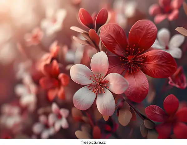 Red flowers sway in the breeze