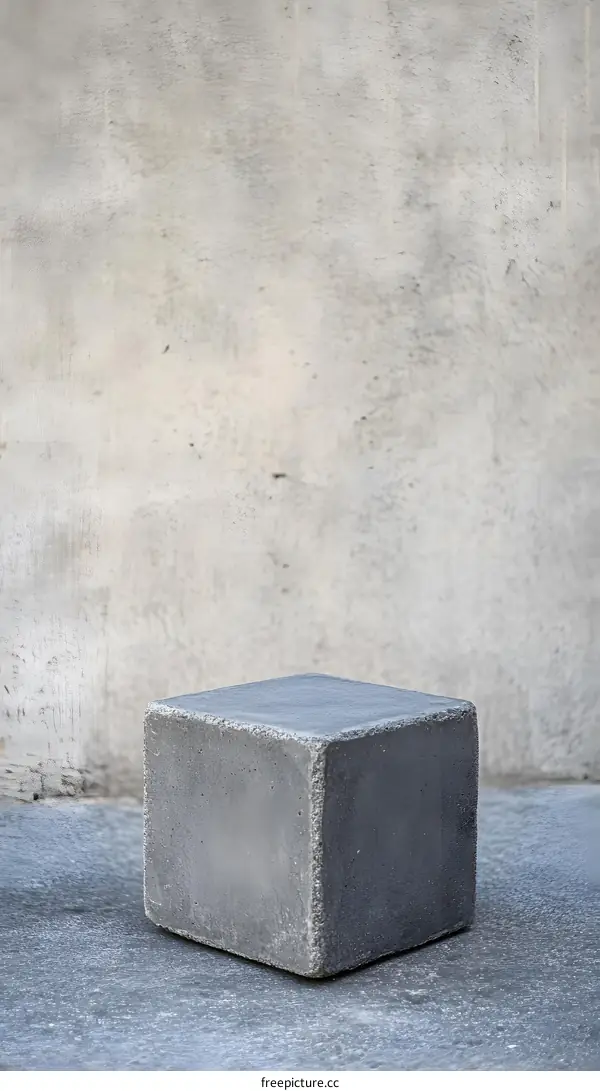 Concrete Block on a Gray Background