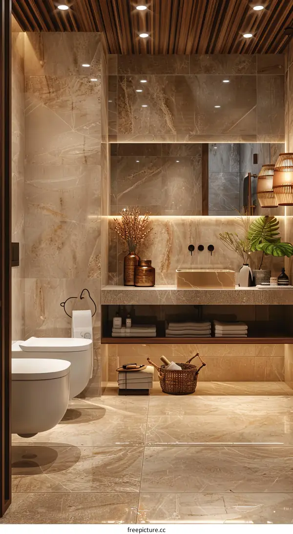 Modern Luxury Bathroom Design with Marble