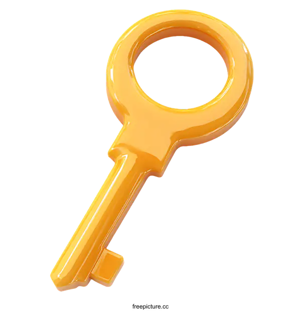 [Transparent Background PNG]3D Golden Key Icon Illustration