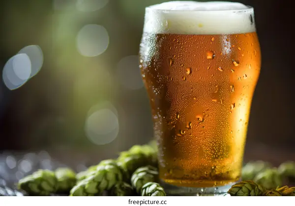 Glass of Beer with Hops