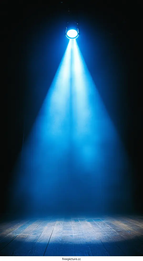 Blue Stage Lighting  with Wooden Floor