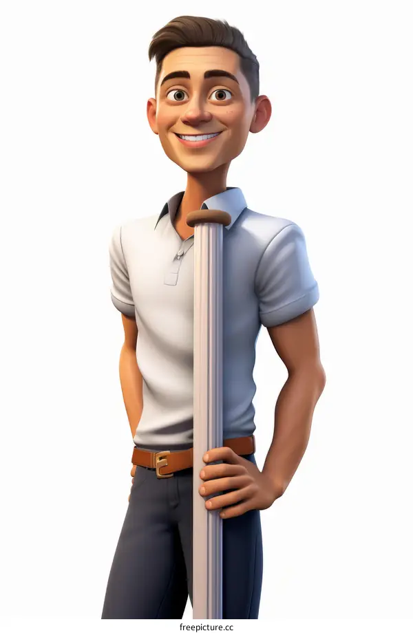 3D illustration of a man holding a baseball bat