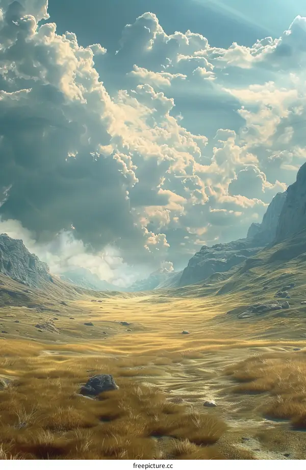 Stunning Mountain Landscape with Clouds and Valleys