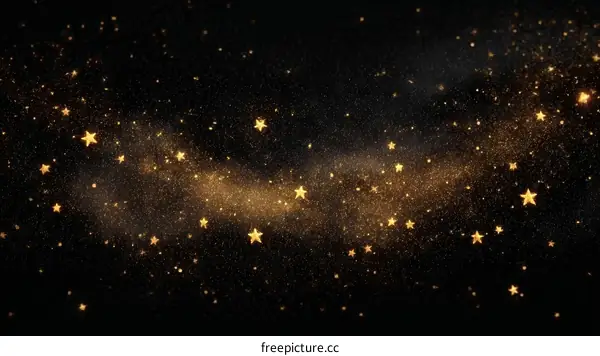 Golden Starry Night Sky Background