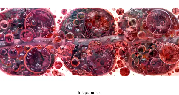 Abstract Red Bubbles Artwork