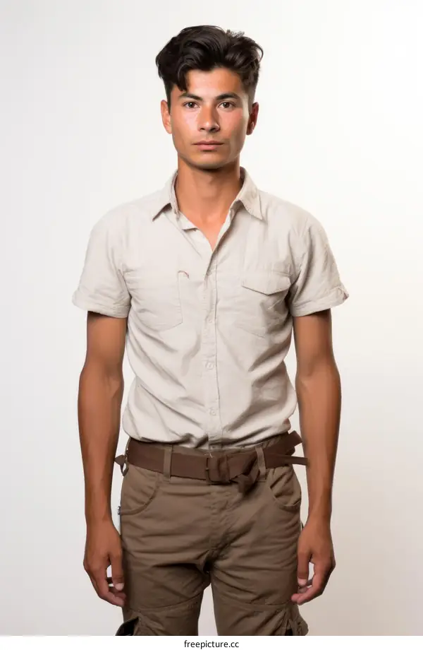 Portrait of a Young Hispanic Man in Casual Clothing