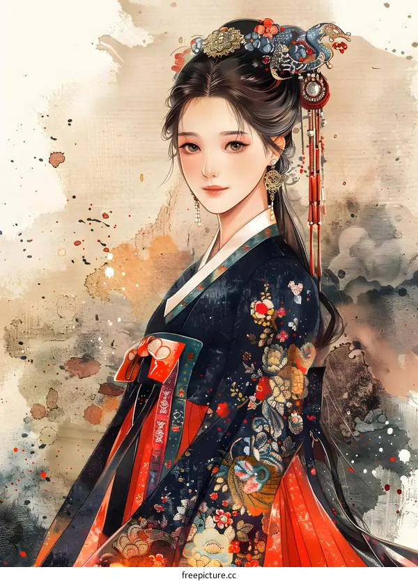 A beautiful Korean woman in traditional dress